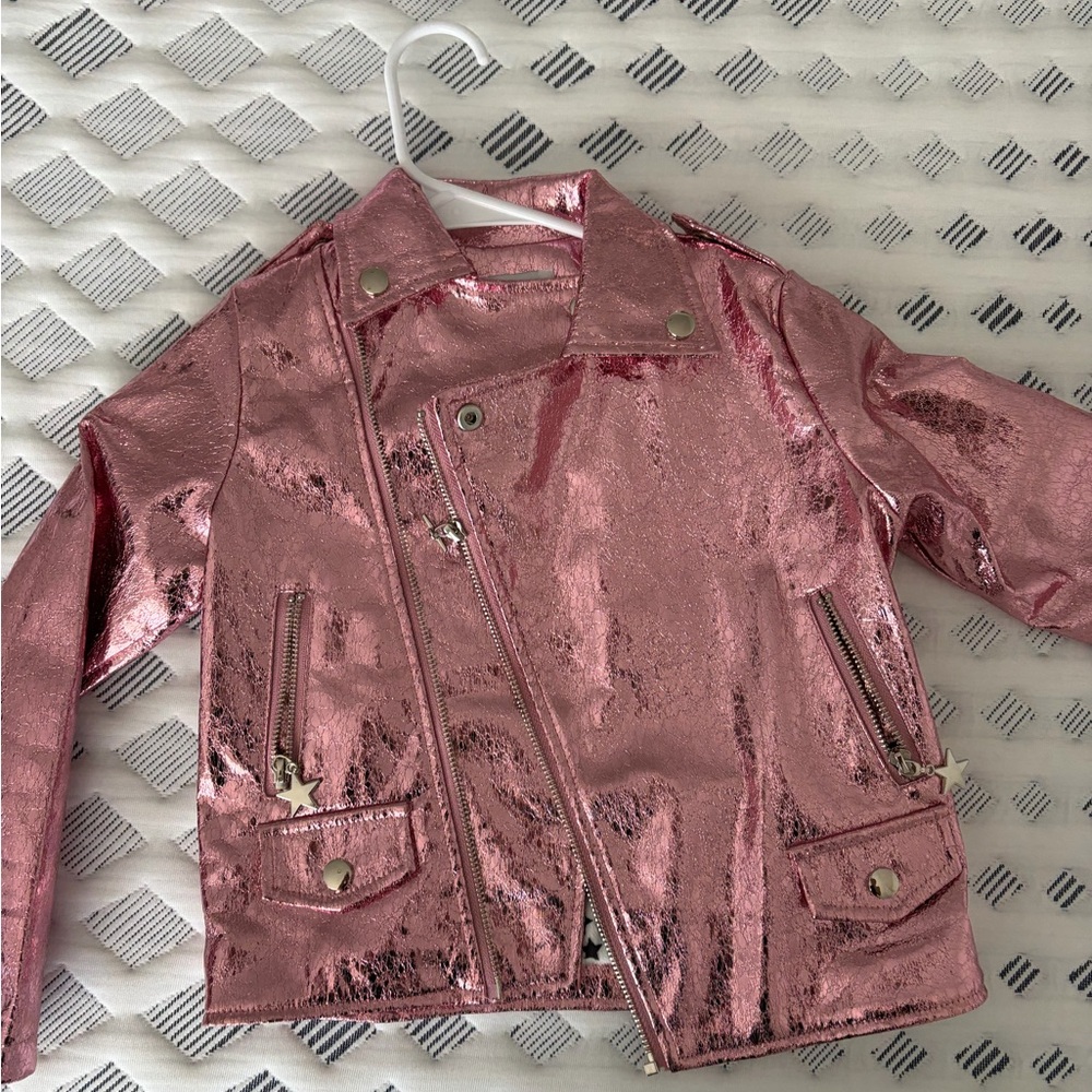 Lola + The Boys Metallic Pink Moto Jacket